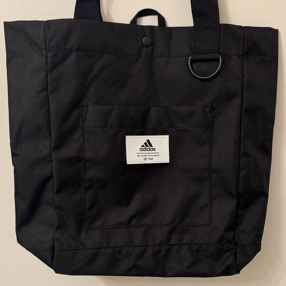 adidas Black Utility Tote Bag with Front Pocket